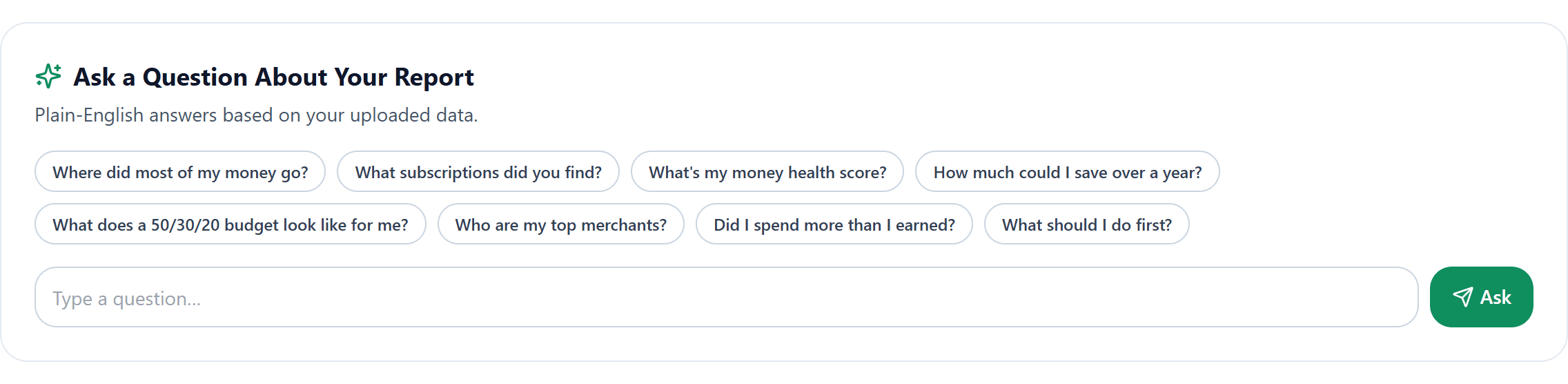 Ask a question about your report